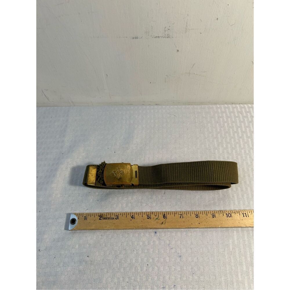 Boy Scouts BSA green belt‎ solid brass USA (scuffed)